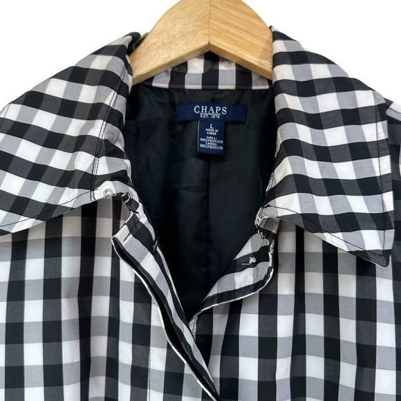 Chaps Black and White Check Rain Jacket, Large - Picture 5 of 8
